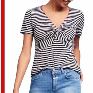 Navy Geometric Short Sleeve  + Black White Top - XS NWT